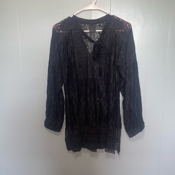 Anna Sui Tops - Anna Sui Black Lace Tunic Blouse Small